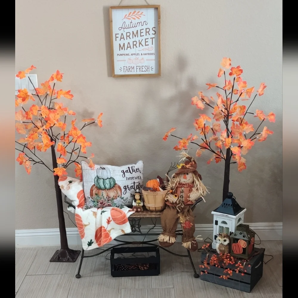 Cozy Fall Plush Pumpkin And Autumn Leaves Decorative Throw Blanket